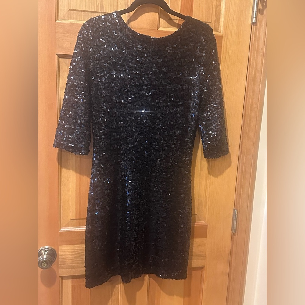 BB Dakota Black Sequin Dress Size M 3/4 Sleeve Cocktail Party Holiday